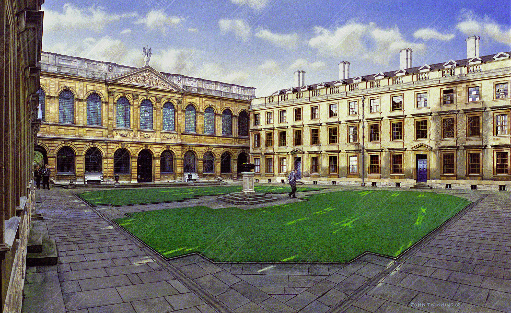 'The Back Quad' - art print from a painting of this view within the grounds of the queen's college, oxford