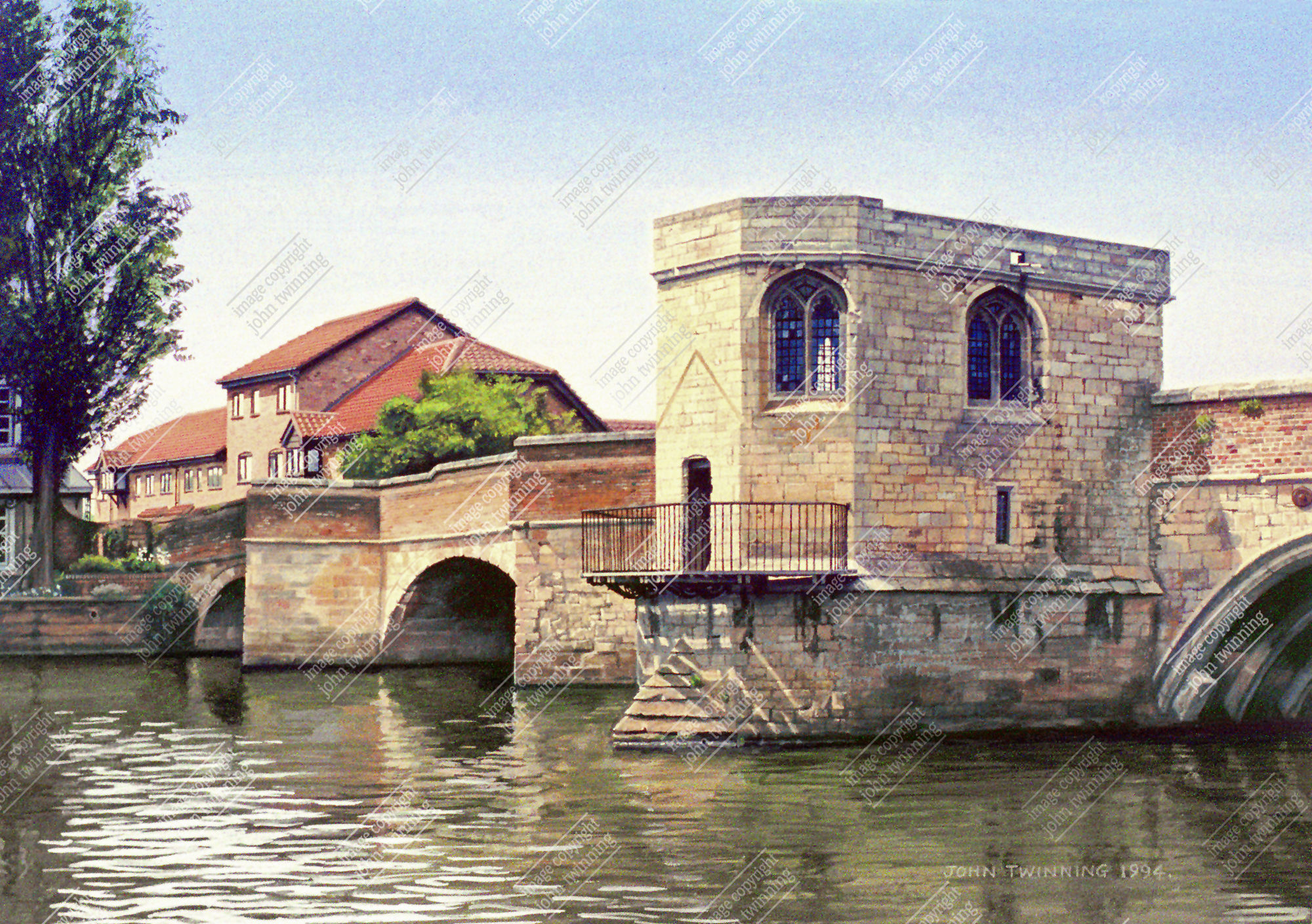 'St. Ives Bridge And Chapel' – art print from a painting of this cambridgeshire market town’s historic bridge