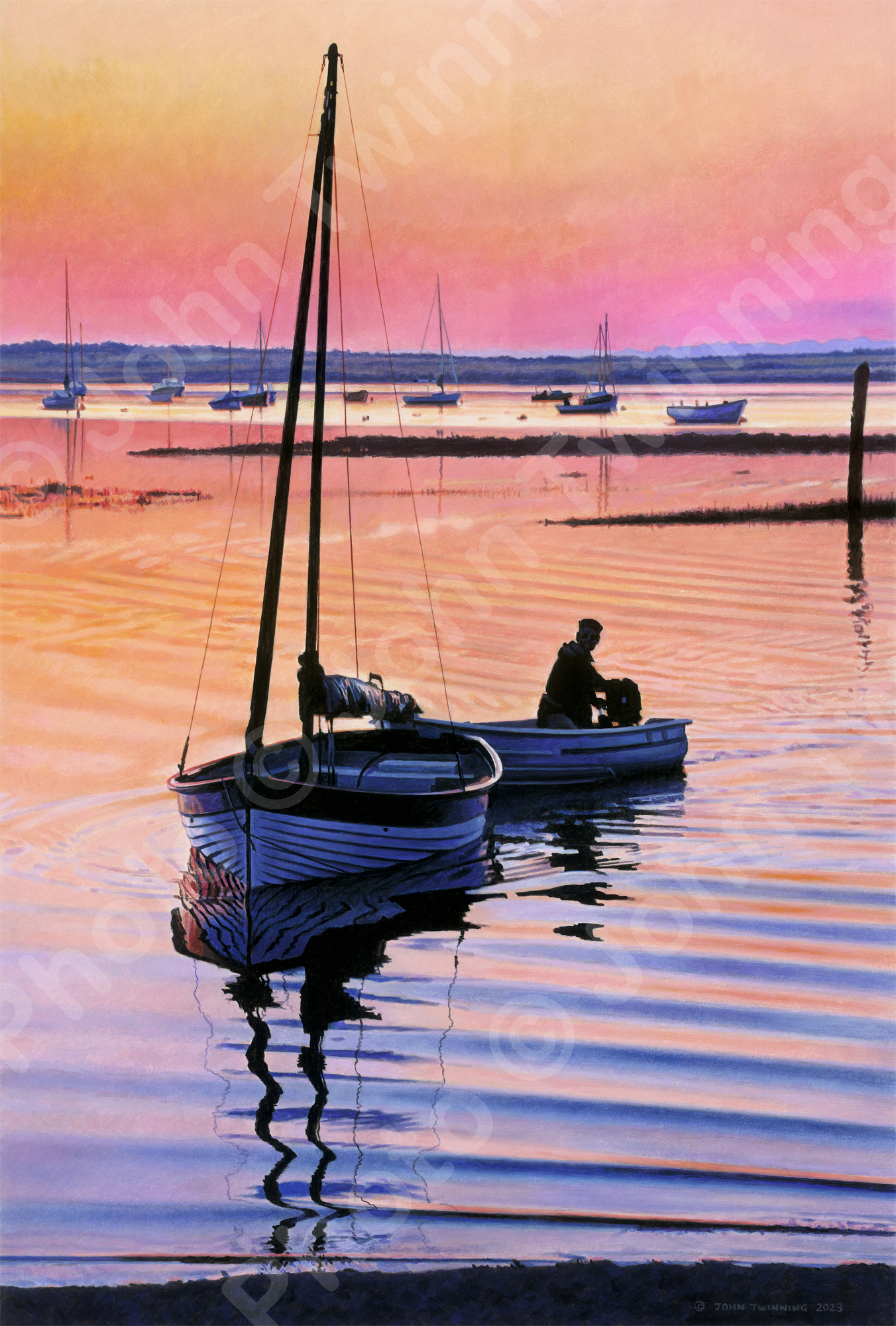 'Bringing Her Safely Home' - art print from a marine/maritime painting of boats at brancaster staithe, norfolk