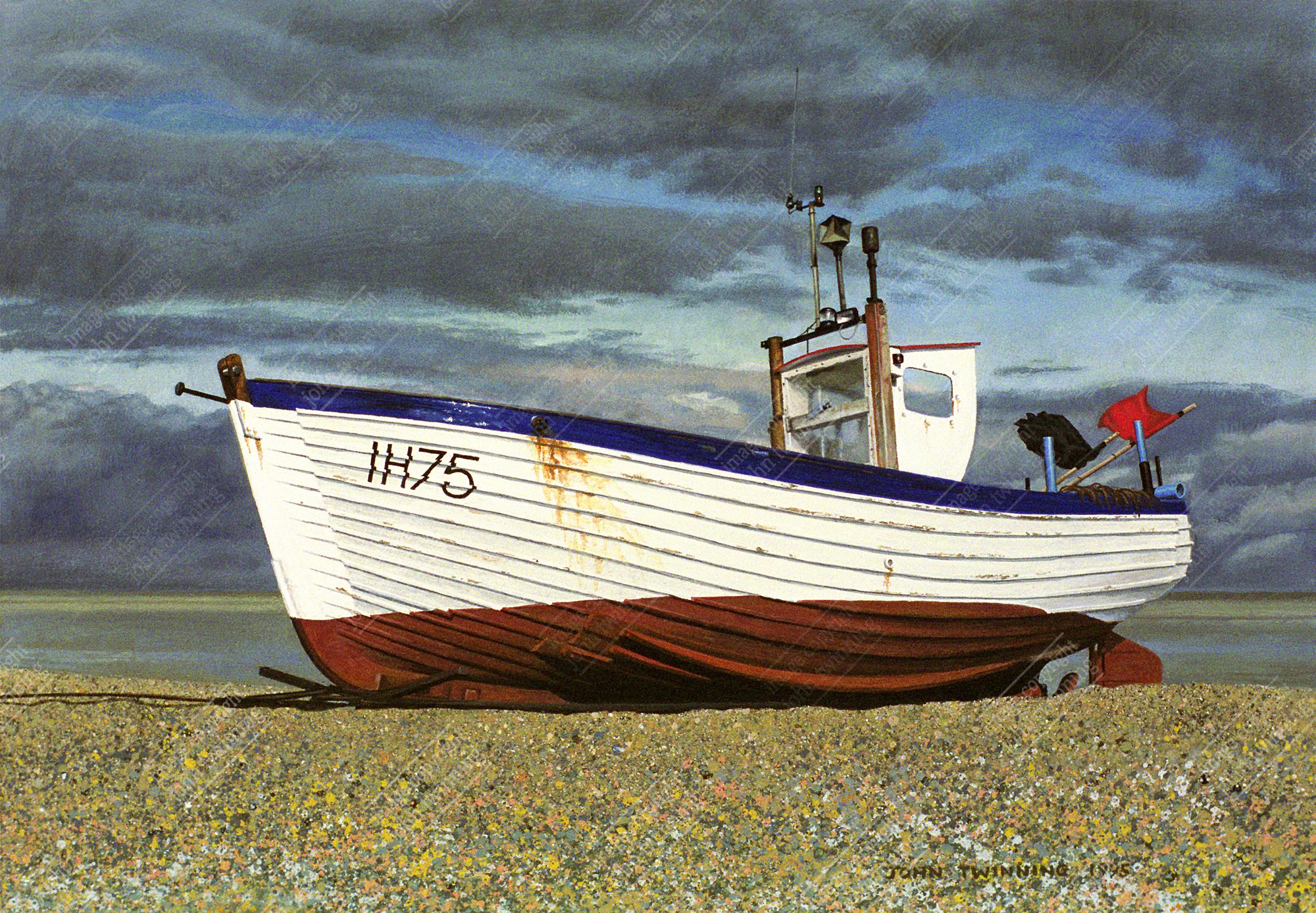 'Fishing Boat, Study I, Aldeburgh, Suffolk' - art print from a marine/maritime painting of a beached boat