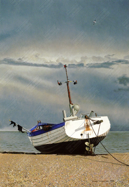 'Fishing Boat, Study II, Aldeburgh, Suffolk' - art print from a marine/maritime painting of a beached boat