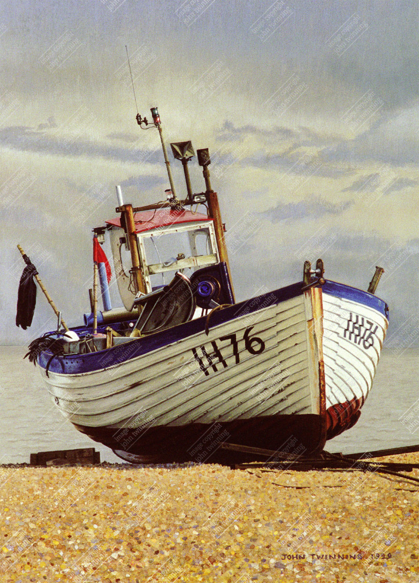 'Fishing Boat, Study III, Aldeburgh, Suffolk' - art print from a marine/maritime painting of beached boat