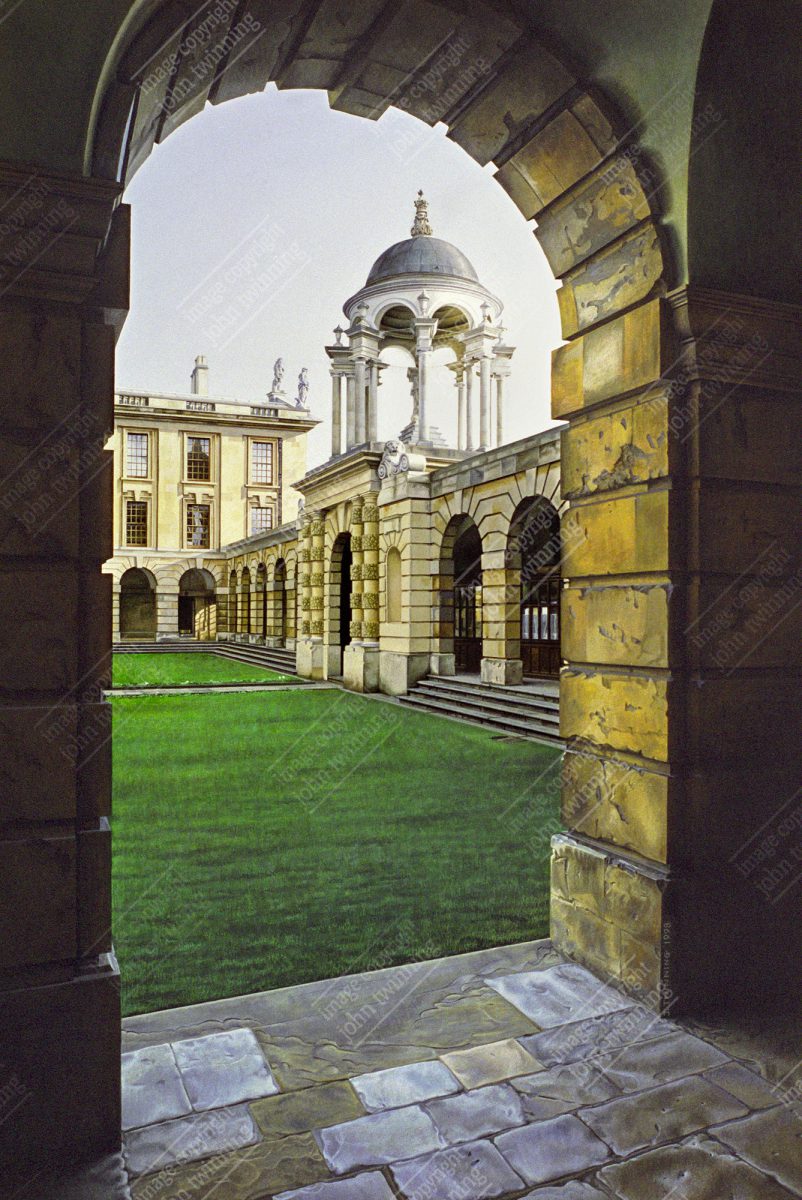 'The Front Quad & Cupola' - art print from a painting of this view within the grounds of the queen's college, oxford