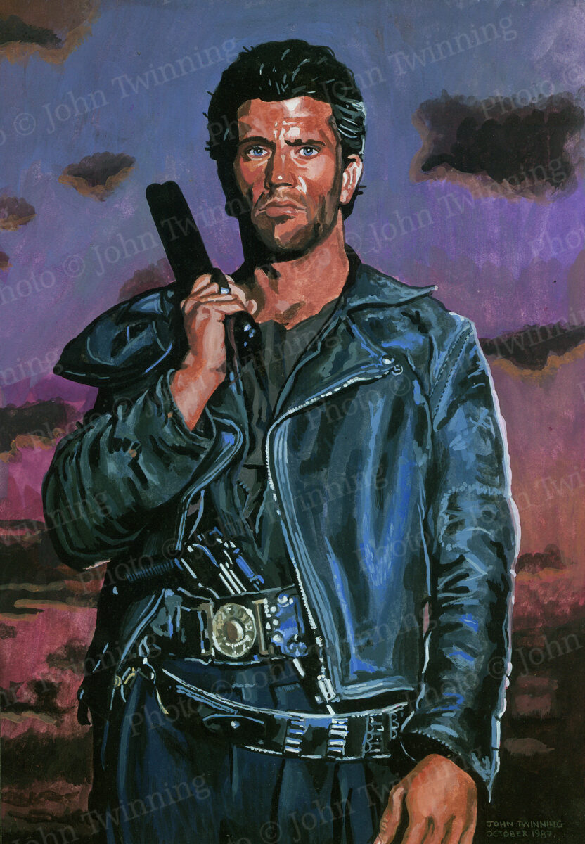 'Mel Gibson As Mad Max' - art print from a painting by Derbyshire portrait artist john twinning