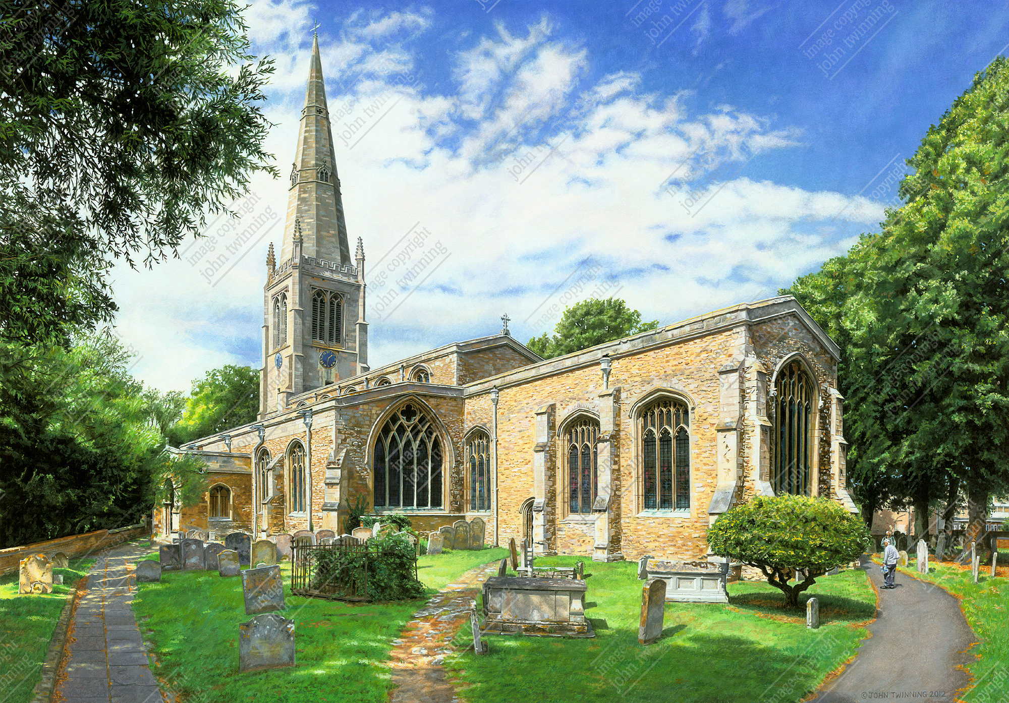 'All Saints, The Parish Church Of St. Ives, Cambridgeshire' - art print from a commissioned painting of this town centre church