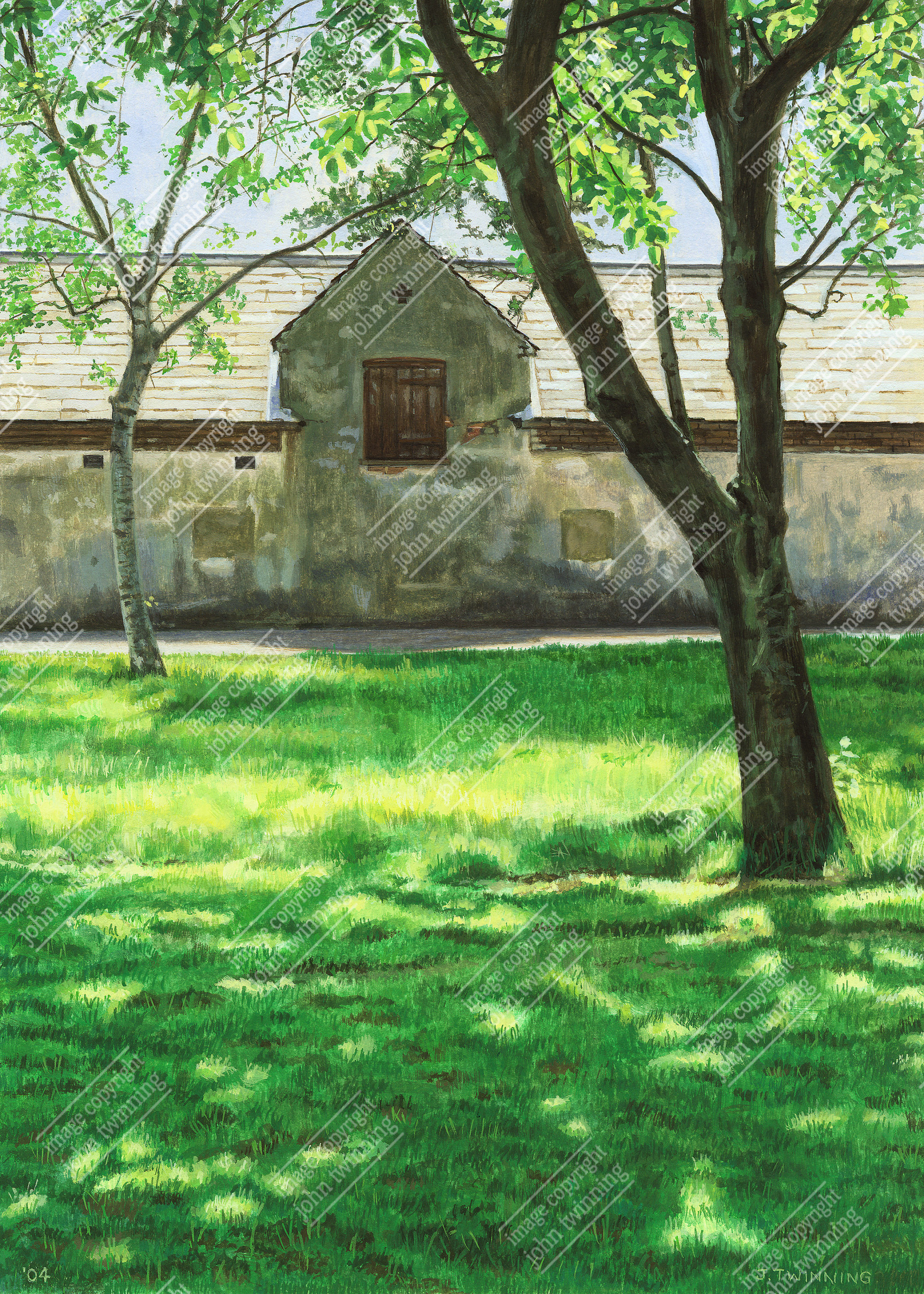 'Sunlight On The Old Barn' - art print from a painting of this brightly sunlit rural scene