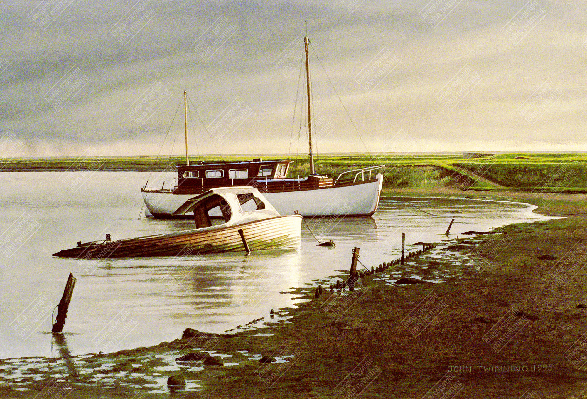 'Boats At Orford Harbour, Suffolk' - art print from a marine/maritime painting
